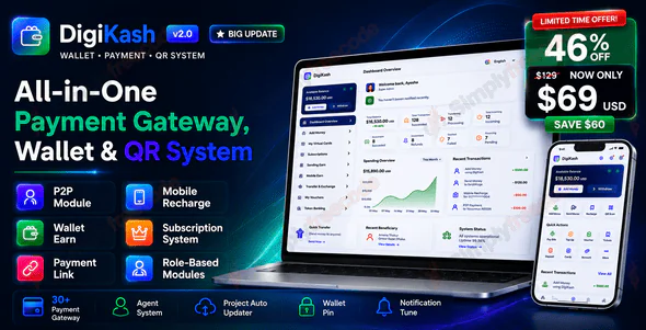 DigiKash v2.0 – Complete Payment Gateway, Wallet & QR System Script nulled