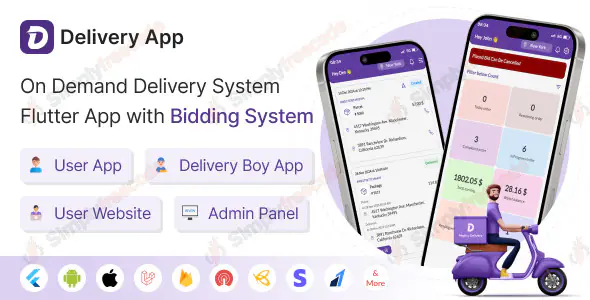 Delivery App v32.0 - On Demand Delivery System Flutter App with bidding system - UNTOUCHED