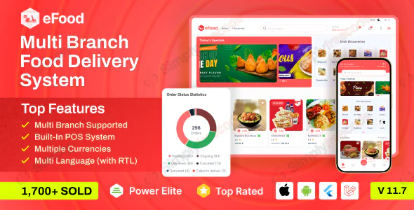 eFood v11.7 Nulled – Food Delivery App with Laravel Admin Panel + Delivery Man App Source
